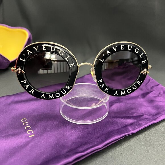 Gucci L'Aveugle Par Amour Round Sunglasses - Picture 1 of 5
